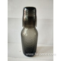 custom embossed black glass bedside water carafe